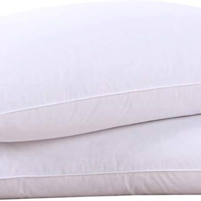 Goose Feathers and Down White Pillows with 100% Soft Cotton Cover, Bed Sleeping Hotel Collection Pillows Set of 2 Queen Size