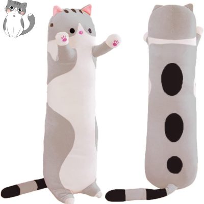 Long cat plush pillow, soft cat pillow, long cat stuffed animal cotton kitten sleep pillow, children's gift, suitable for girls and girlfriends (50 cm)