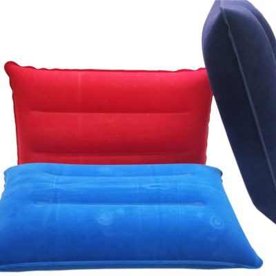 Camping travel inflatable pillow, flocked fabric, comfortable and ergonomic, providing neck and lumbar support, suitable for camping, hiking, and backpacking.