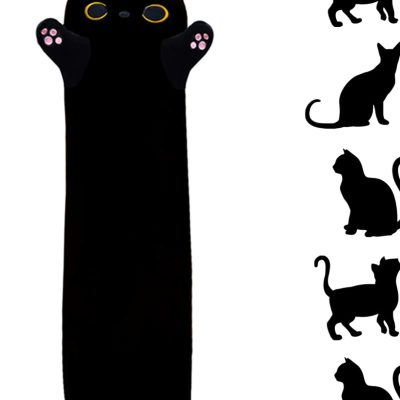 Long Black Cat Plush Pillow, 35.43 inches, Cute Black Cat Plush Kitten Plush Sleep Pillow, Soft Cat Stuffed Animal Sofa Pillow Toy, Gift for Kids and Girlfriends