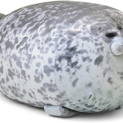 Chubby seal pillow, stuffed cotton plush animal toy, cute ocean theme, medium (17.6 inches)