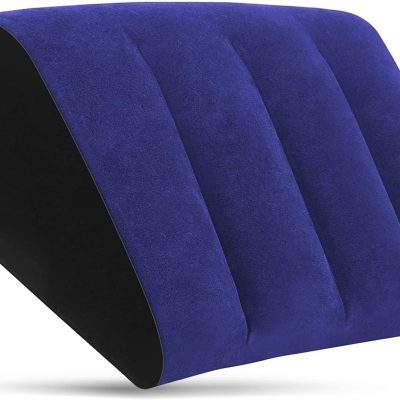 Blue minimalist yoga posture support mat, lumbar and leg support pillow, reduces pressure on the lower back, wedge-shaped pillow, suitable for sleeping, leg raises, and travel.