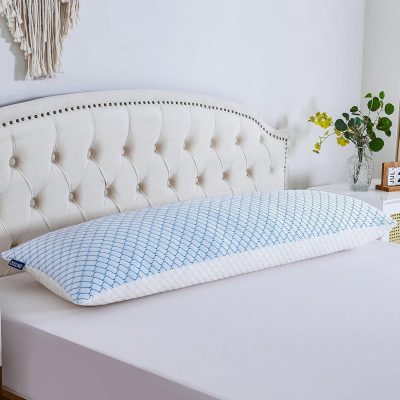 Body Pillow for Adults - Shredded Memory Foam & Zippered Cooling Cover - Long Pillow for Sleeping - Bed Pillows for Side Sleeper