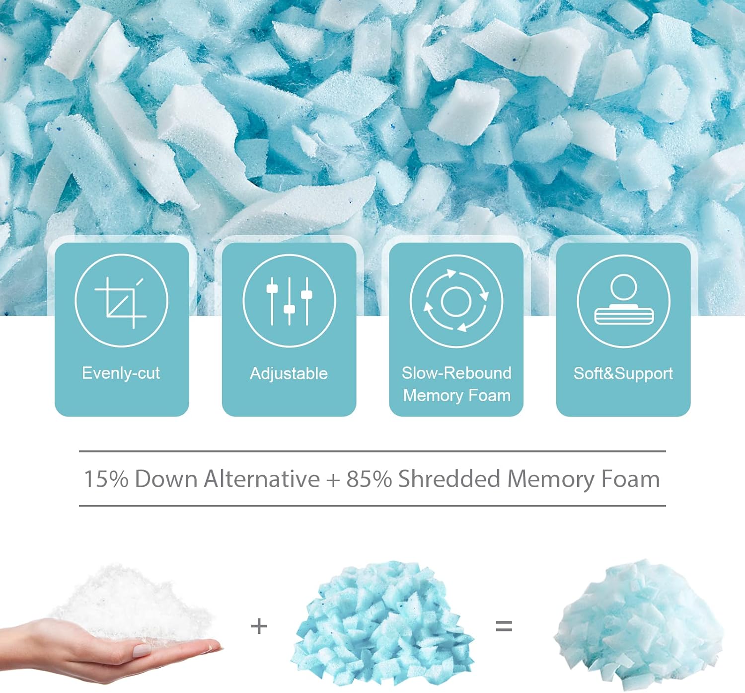 Cooling Pillows King Size Set of 2,Shredded Memory Foam Bed Pillows for Sleeping, Supportive King Pillows for Back & Side Sleepers,Adjustable 2 Pillows King Size with Removable Cover - Image 2