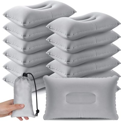 12-pack inflatable camping pillows with storage bag, ultra-lightweight compressible inflatable pillows, compact when inflated, suitable for backpacking, summer hiking, camping, etc.